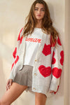 Oatmeal Oversized Heart Cardigan