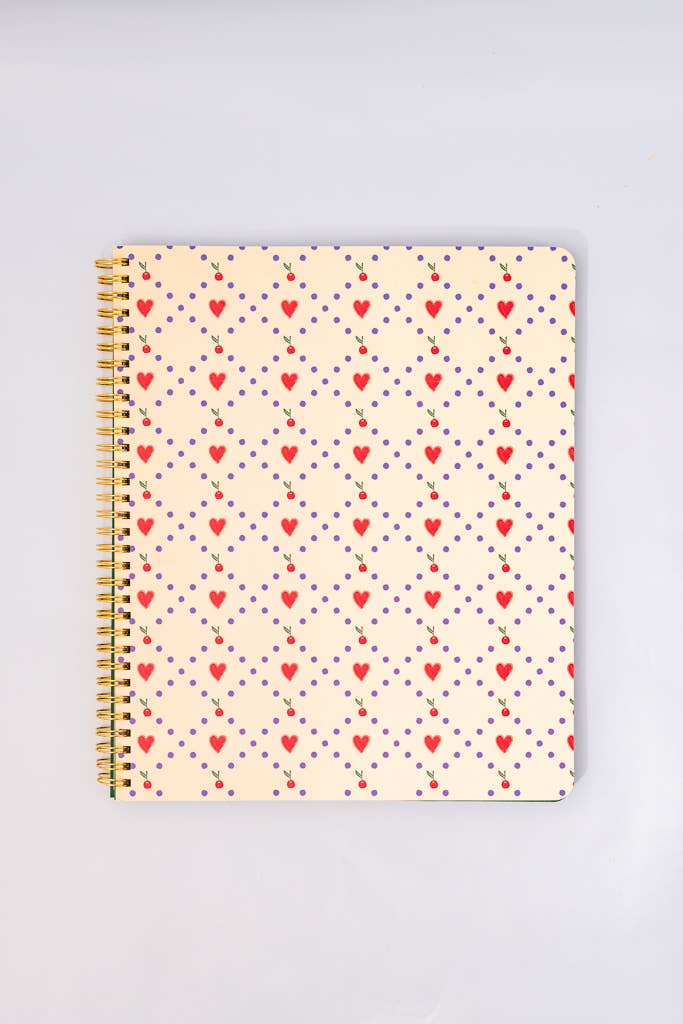 Rough Draft Large Notebook, Cherry Hearts