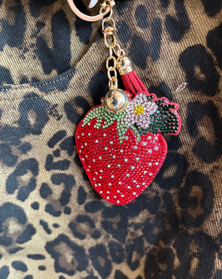 Sparkle Strawberry Keychain