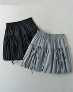 Black Drawstring Bubble Hem Skirt