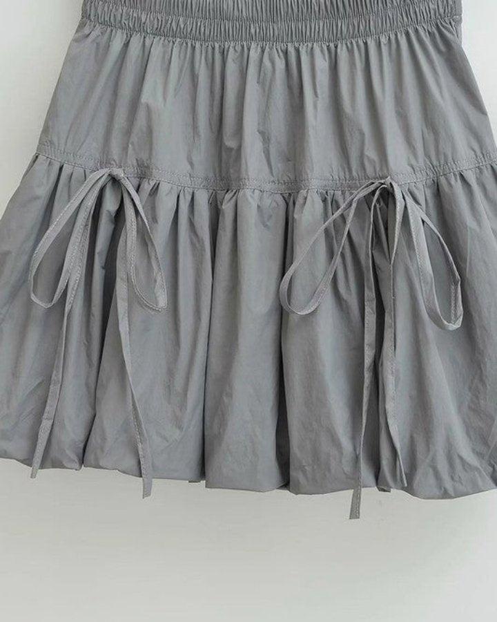 Gray Drawstring Bubble Hem Skirt