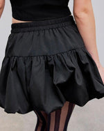 Black Drawstring Bubble Hem Skirt