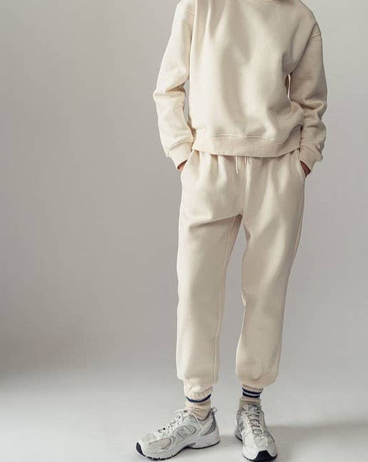 Pearled Ivory Elastic Drawstring Sweatpants