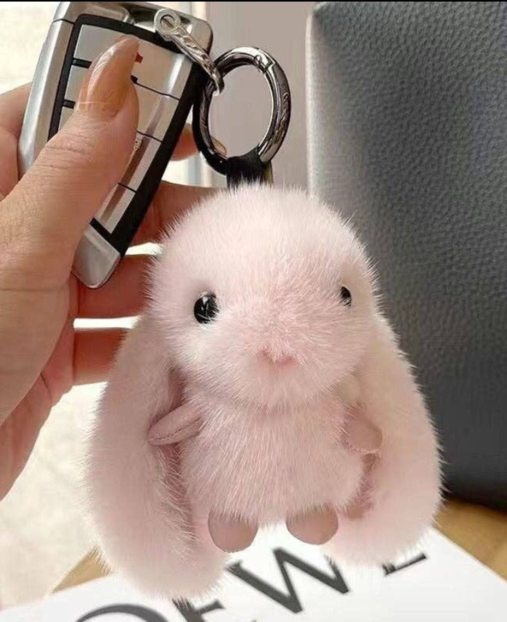 Pink Bunny Doll Keychain with Long Ears
