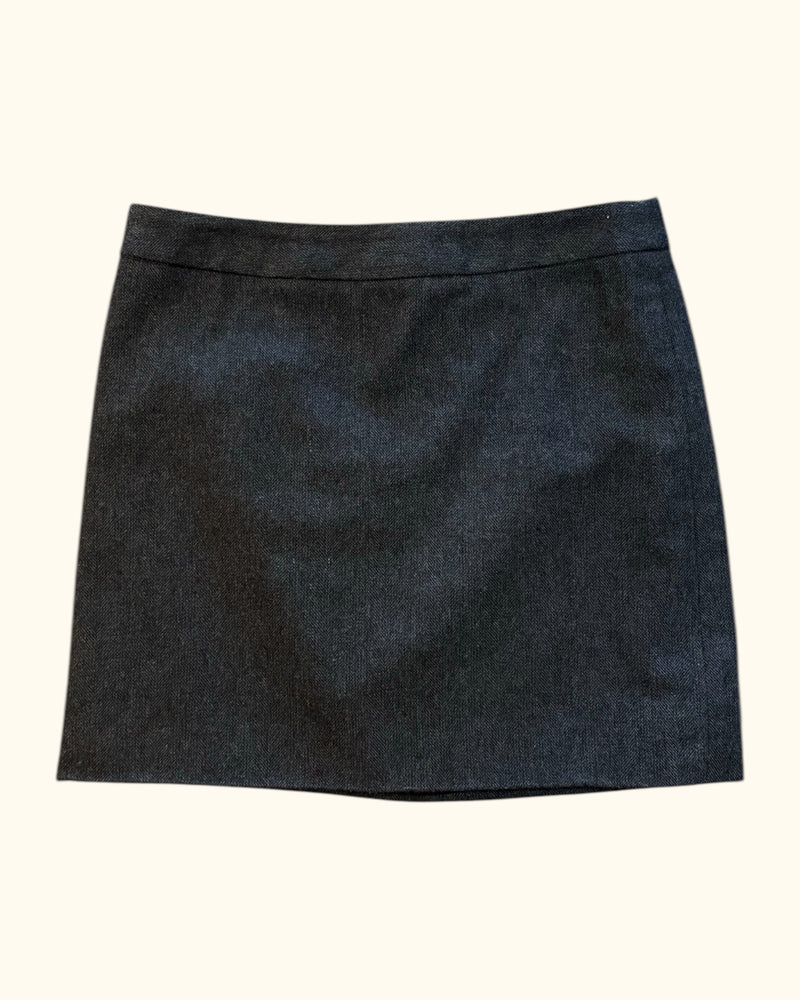 Vintage Dark Grey Herringbone Mini Skirt