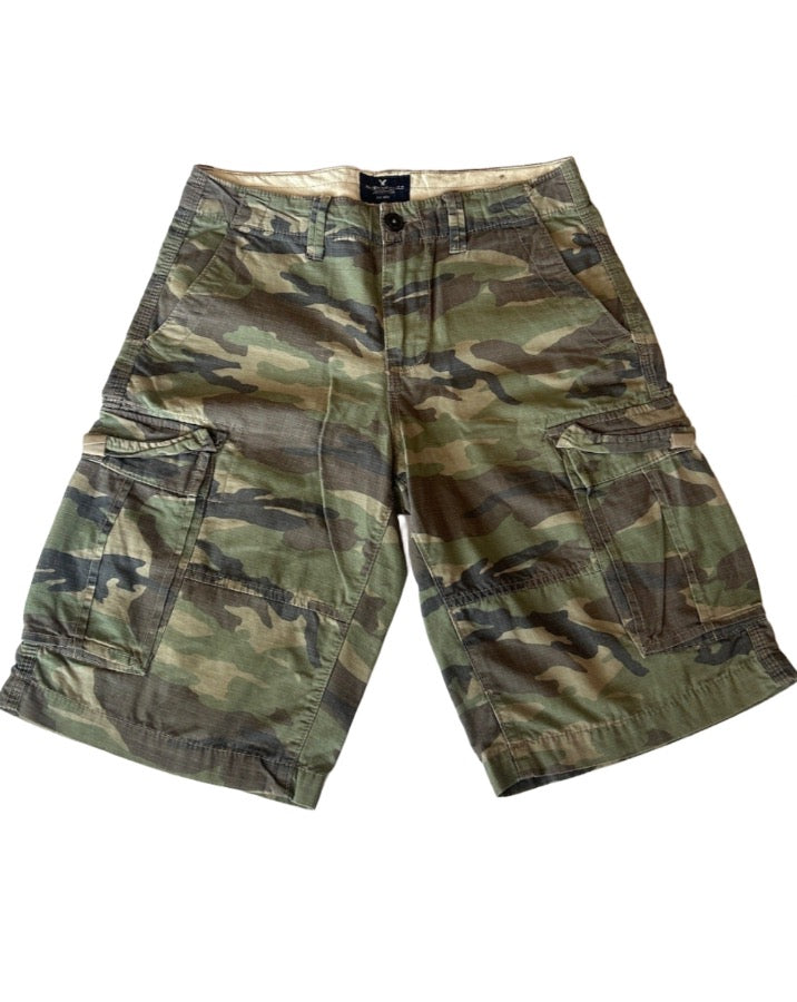 Vintage Army Green Camo Shorts