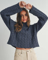 Navy Cropped Turtleneck Sweater