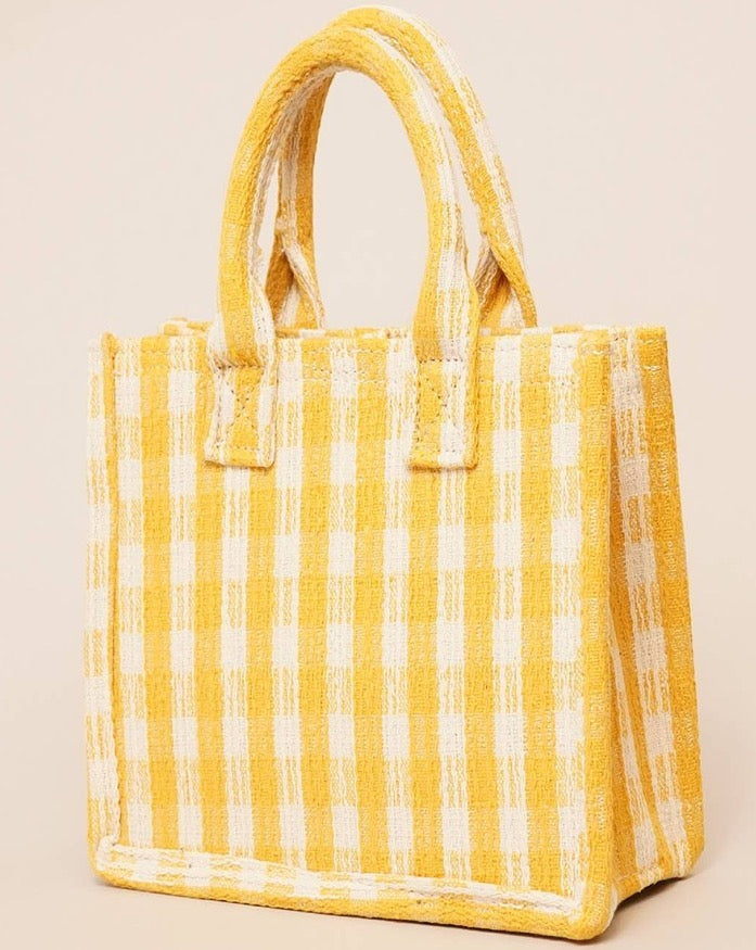 Yellow Gingham Mini Tote Bag