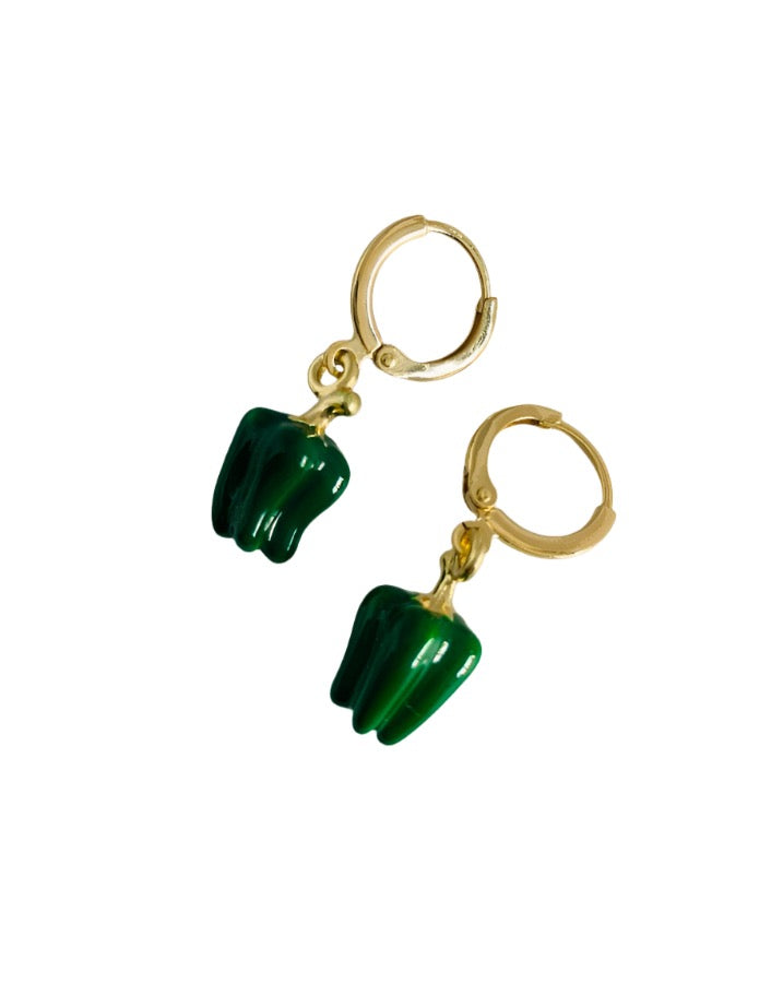 Green Pepper Huggie Earrings