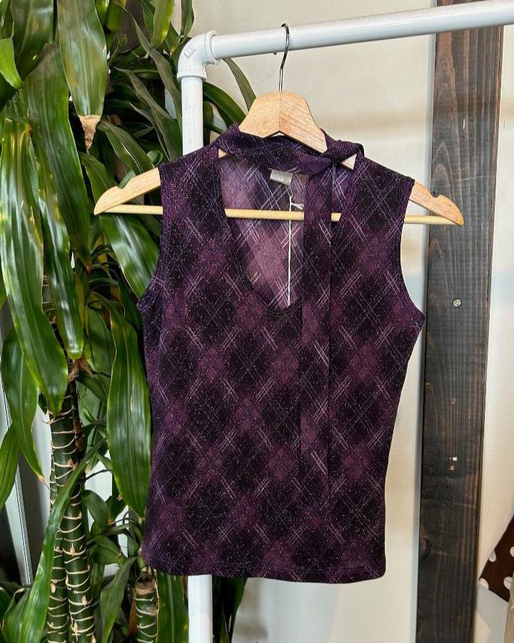 Vintage Purple Sleeveless Blouse