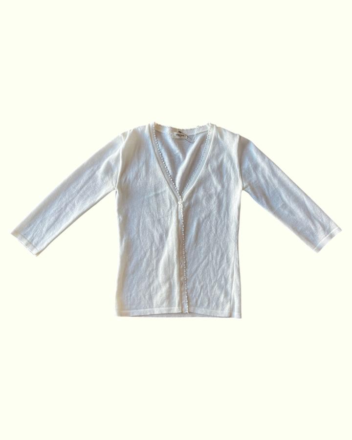 Vintage White V-Neck Cardigan Top