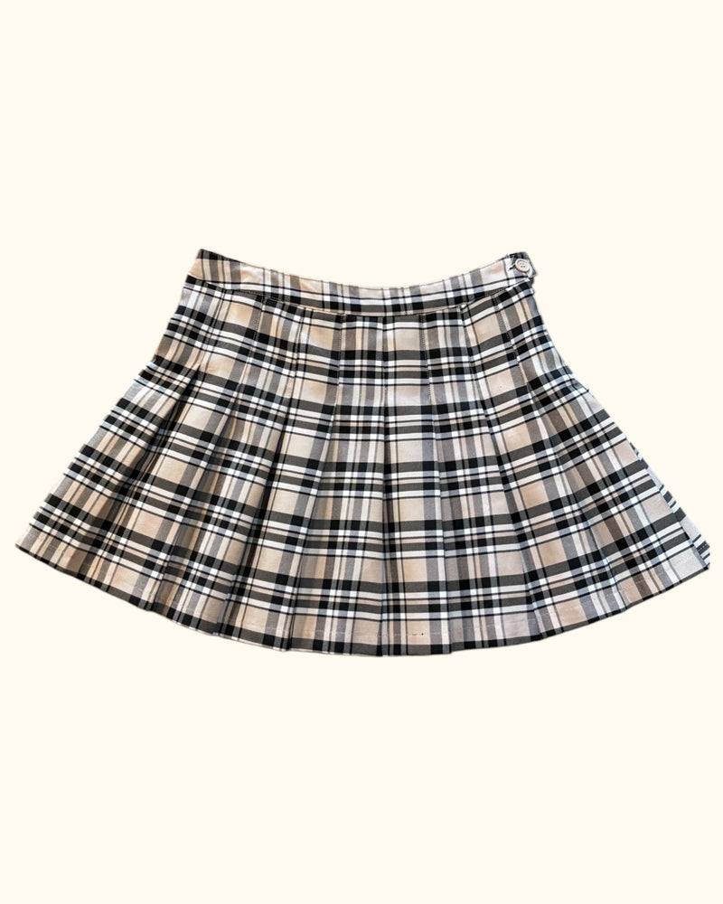 Vintage Plaid & Pleated Mini Skirt