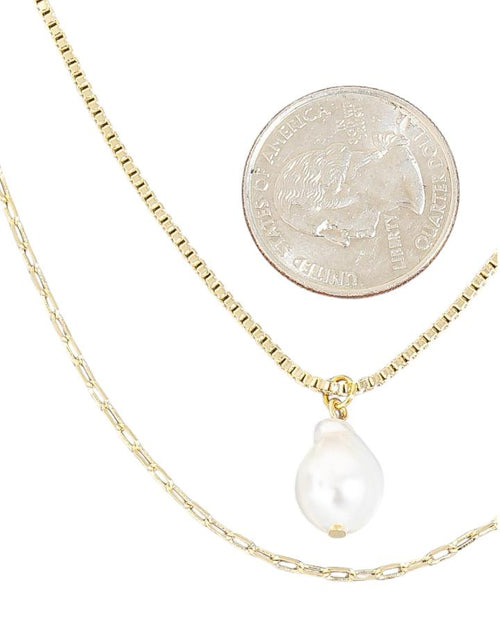 Pearl Bead Pendant Layered Necklace