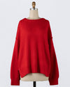 Red Ribbed Soft Pullover Sweater