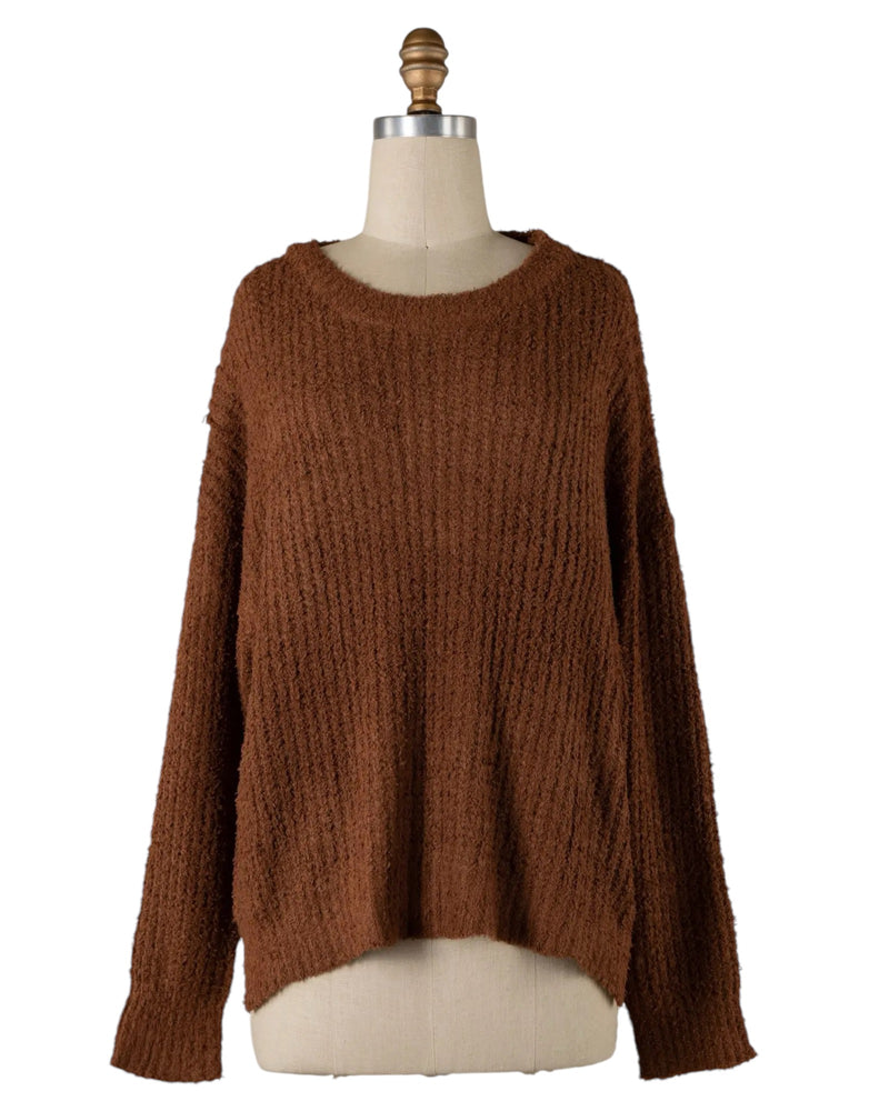 Chocolate Soft Cable Knit Sweater