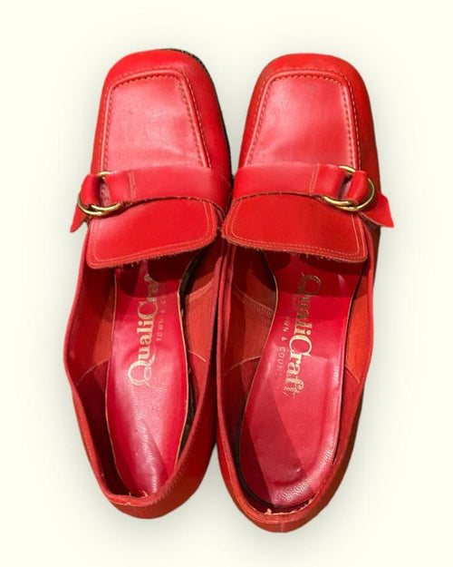 Vintage Red  Heeled Loafers