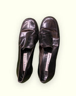 Vintage Black Heeled Leather Loafers