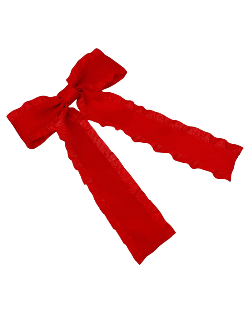 Red Maren Ruffle Bow Clip