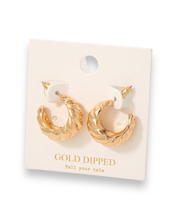 Gold Dipped Croissant Hoop Earrings