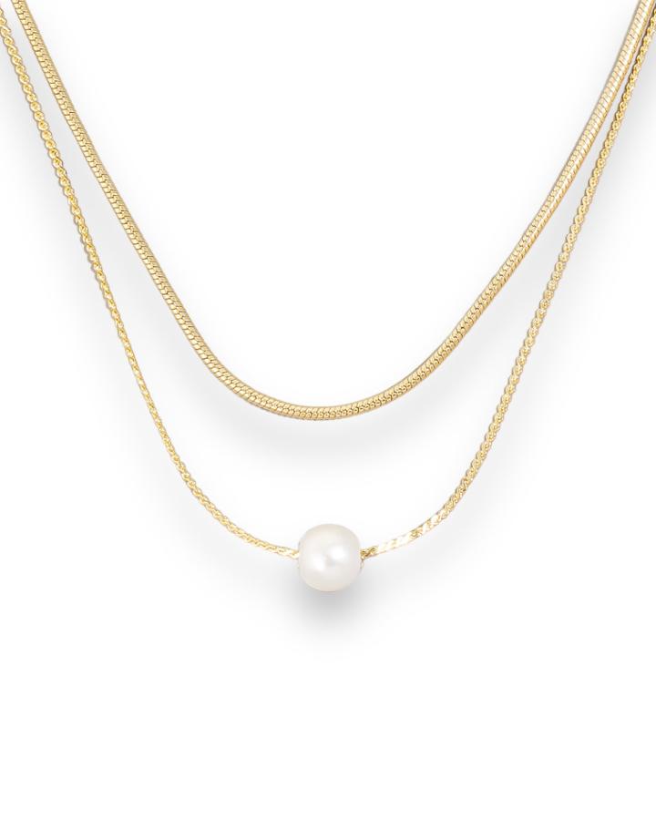 Layered Dainty Pearl Necklace