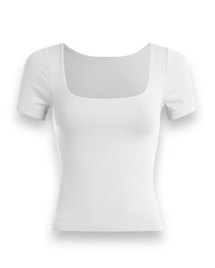 White Square Neck Brenda Tee