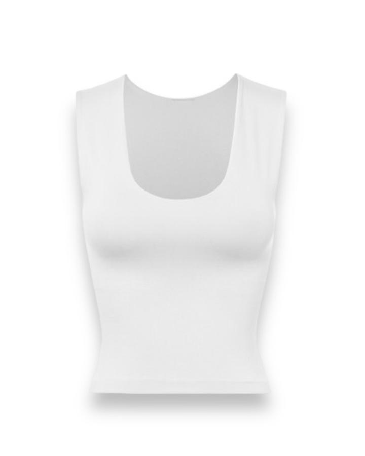 White Scoop Neck Donna Tank