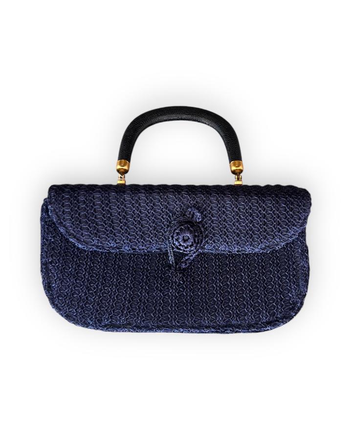 Navy wicker bag sale