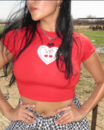 Cherry Heart Baby Crop Tee