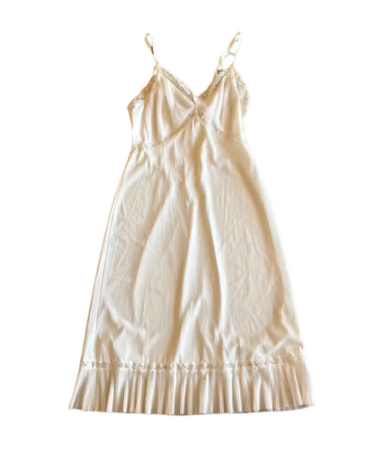 Vintage White Sheer Dress with Hem Detail