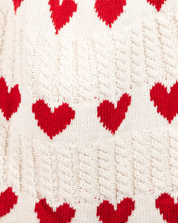 Crochet Knit Hearts Tote Bag