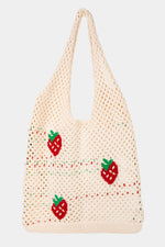 Ivory Knit Strawberries Bag