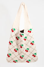 Ivory Cherries Knit Bag