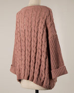 Mauve Cable Knit Boxy Sweater