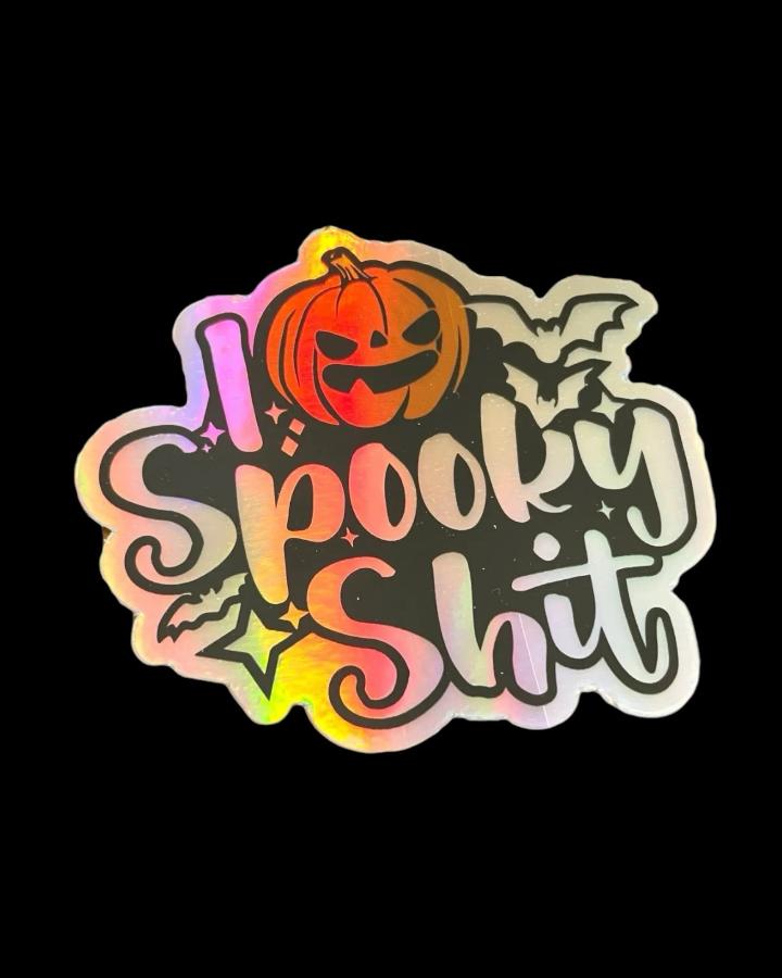 I Love Spooky Shit Holographic Vinyl Sticker