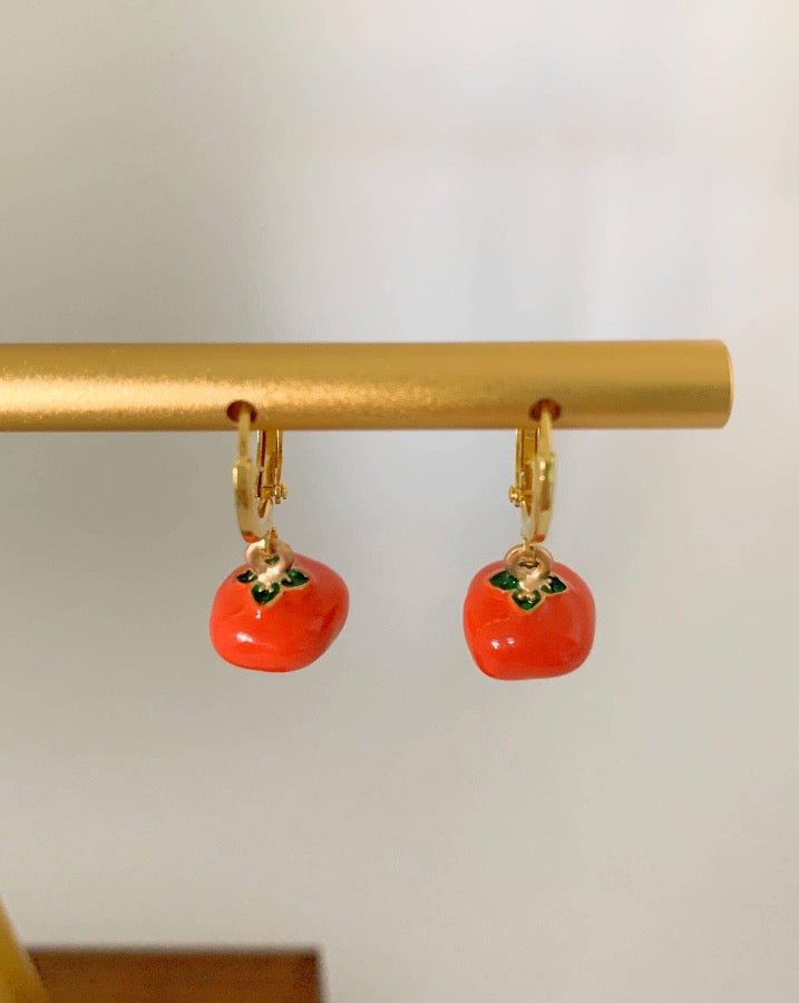 Dainty Tomato Huggie Earrings