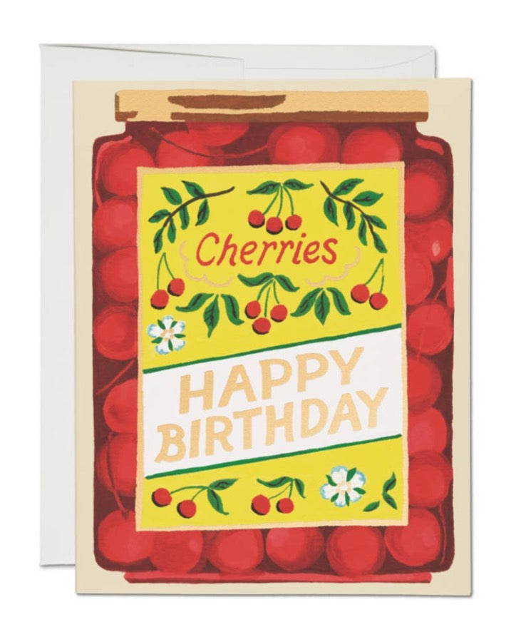 Jar of Cherries birthday greeting card