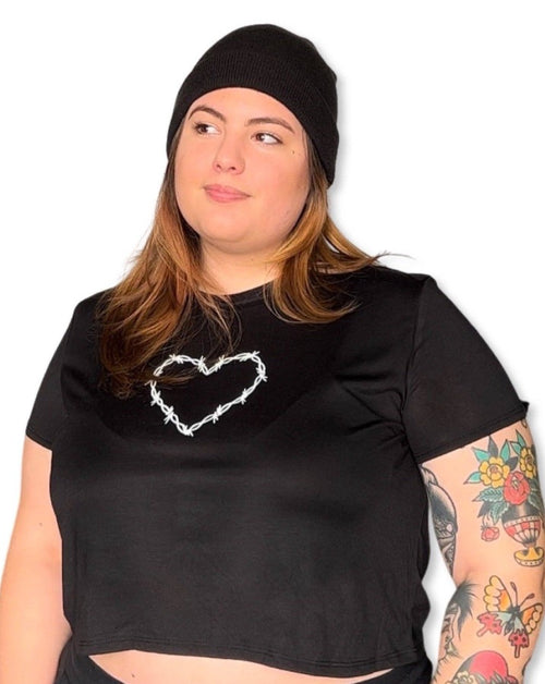 Barbed Wire Heart Graphic Crop Top