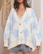 Baby Blue Oversized Star Cardigan