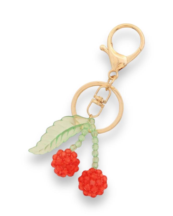 Beaded Cherry Keychain