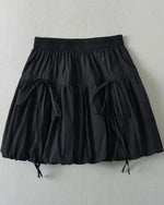 Black Drawstring Bubble Hem Skirt