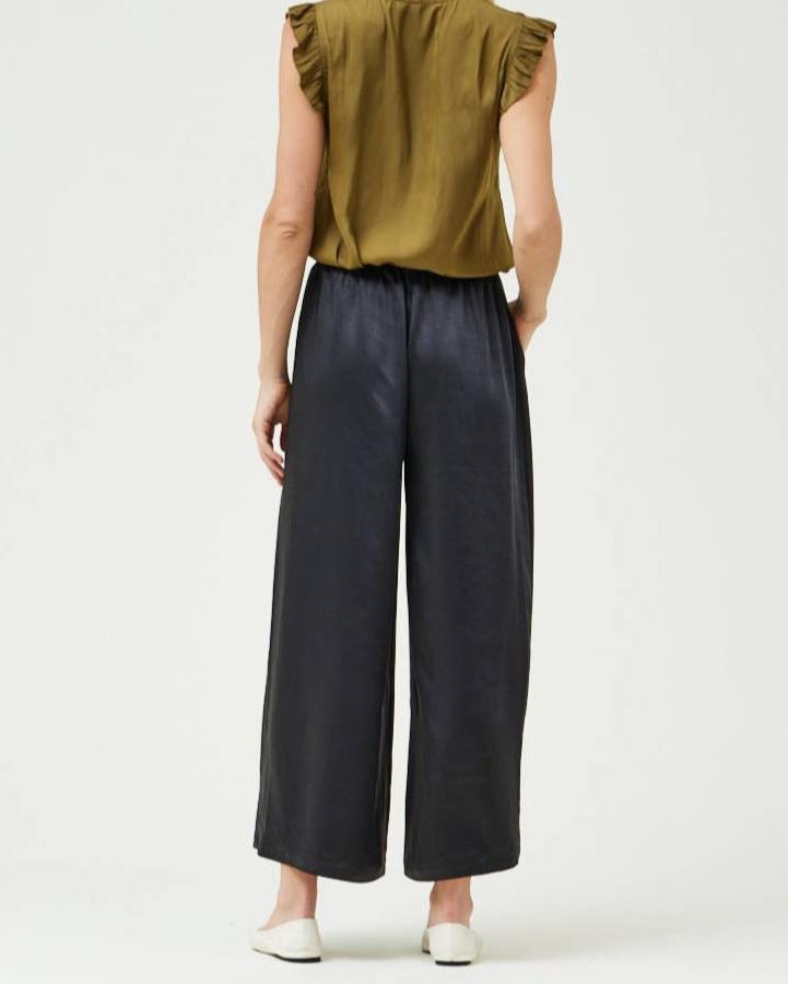 Black Wide Leg Satin Pants