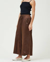 Brown Wide Leg Satin Pants