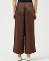 Brown Wide Leg Satin Pants