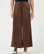 Brown Wide Leg Satin Pants