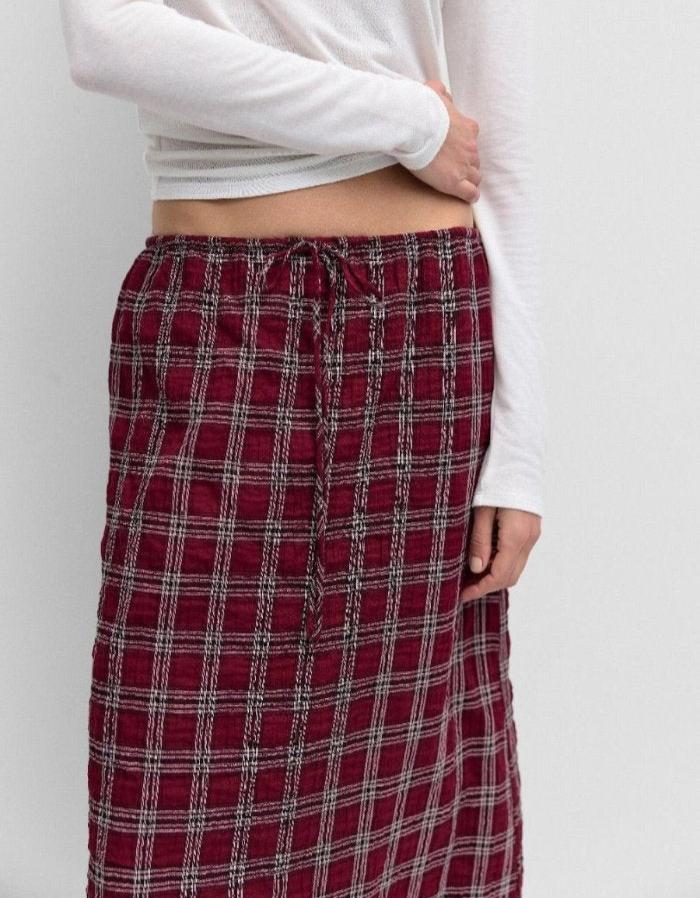 Burgundy Plaid Frances Skirt