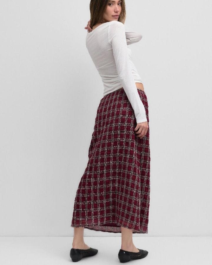 Burgundy Plaid Frances Skirt