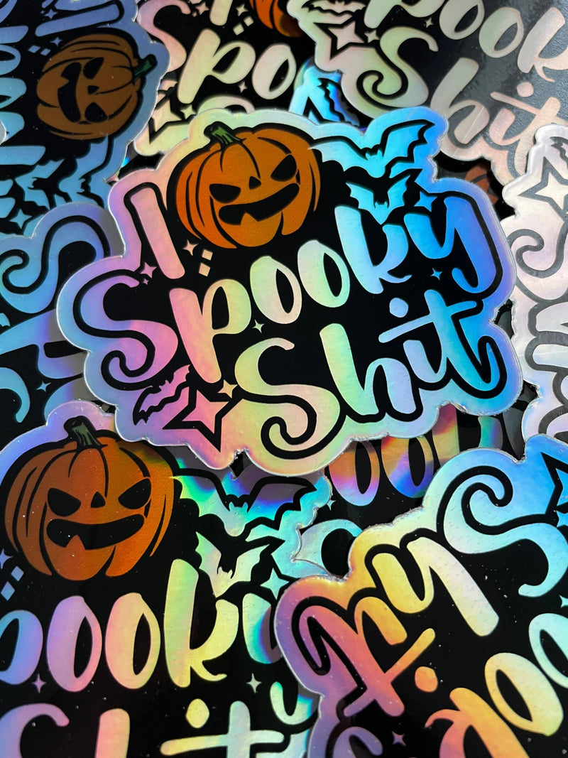 I Love Spooky Shit Holographic Vinyl Sticker