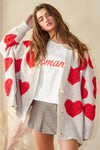 Oatmeal Oversized Heart Cardigan