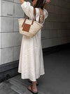 French Puff Sleeve Backless Dress