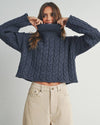 Navy Cropped Turtleneck Sweater